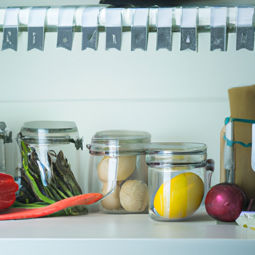 Glass jars on a shelf.