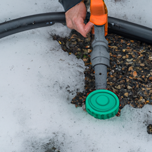 A person using a hose in the snow.