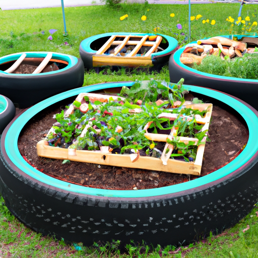 A garden made out of tires.