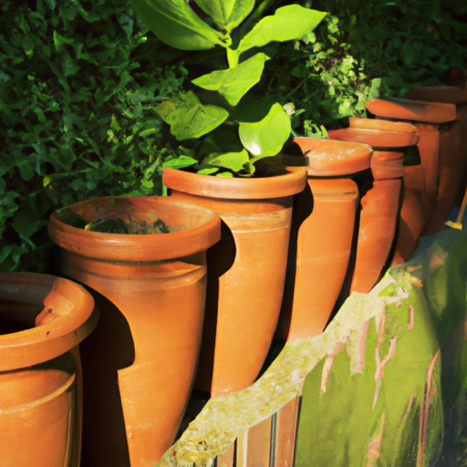 A row of terracotta pots.