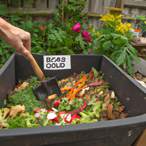 A black compost bin.