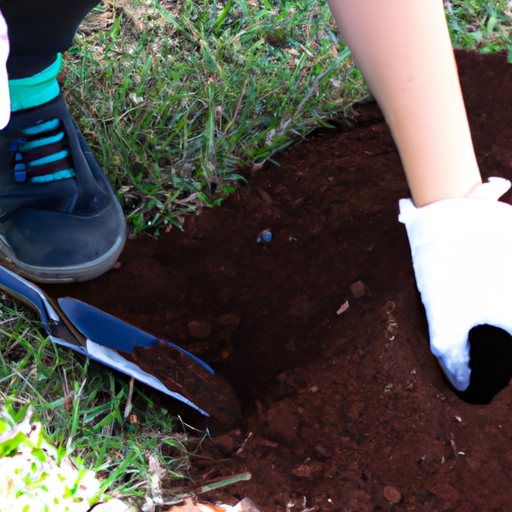 A person digging a hole with a shovel.