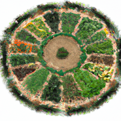 An image of a circular vegetable garden.