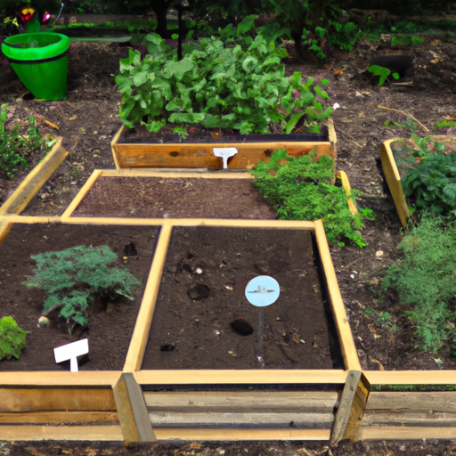 A wooden raised garden bed.