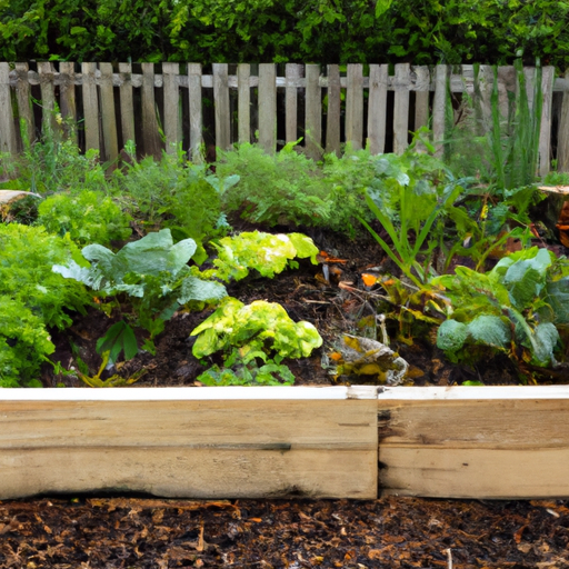 A wooden raised garden bed.