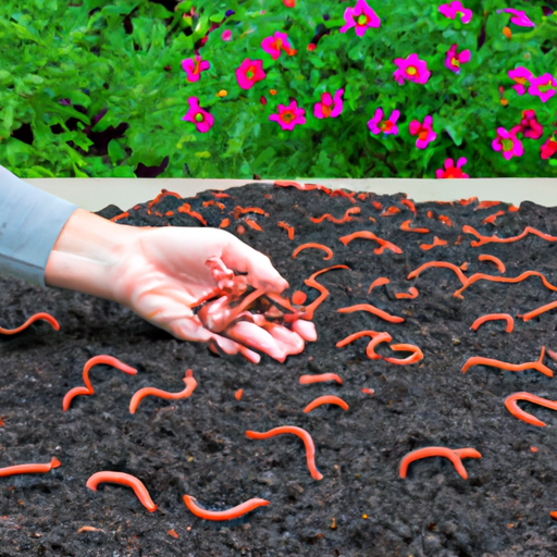 A person is holding worms in the dirt.