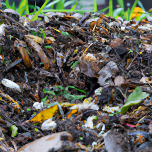 A pile of dirt in a yard.