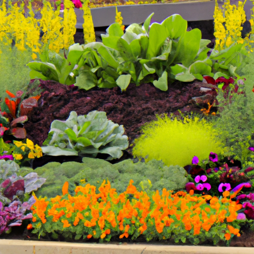 A bed of colorful flowers.