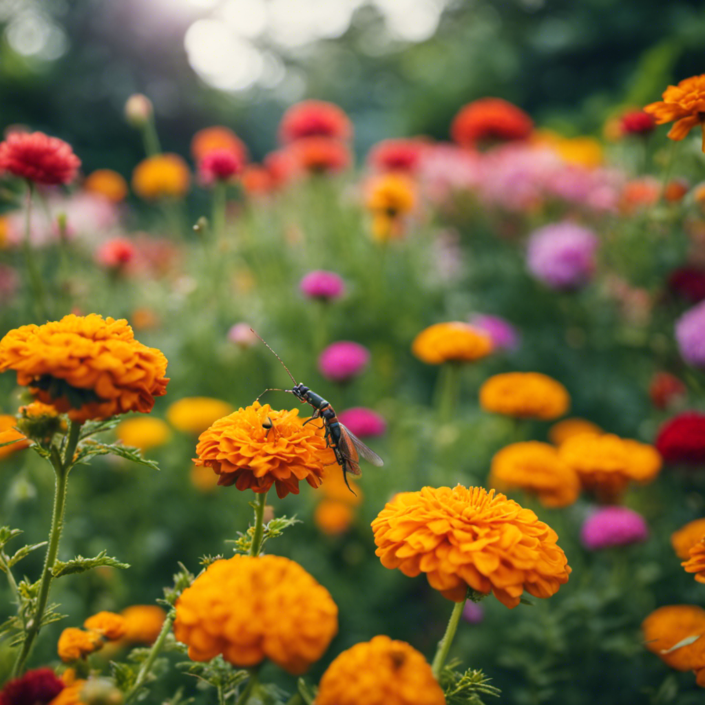 An image showcasing a lush, thriving garden protected from pests