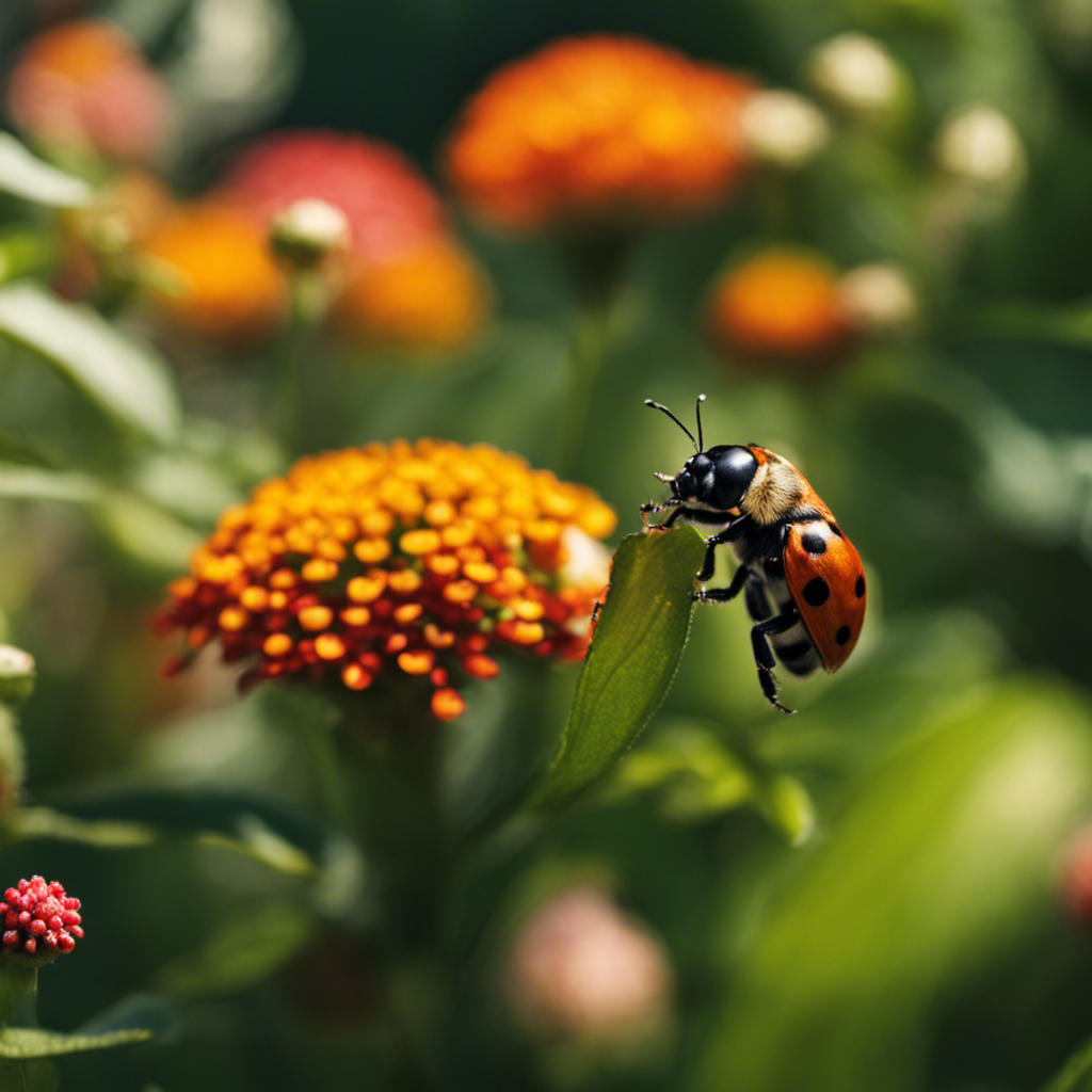 An image showcasing a lush garden bursting with vibrant, pest-free plants