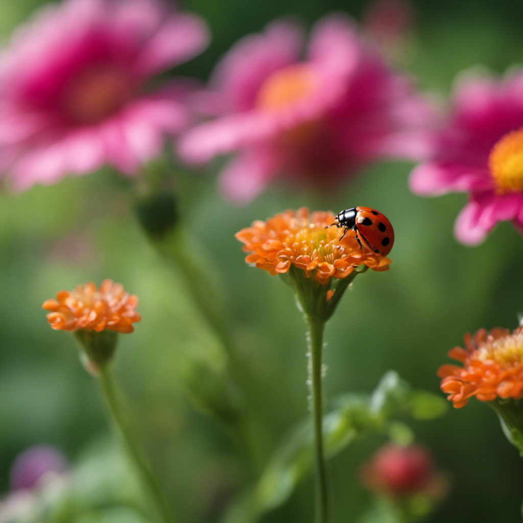 An image showcasing a lush green garden, meticulously protected by natural pest control methods