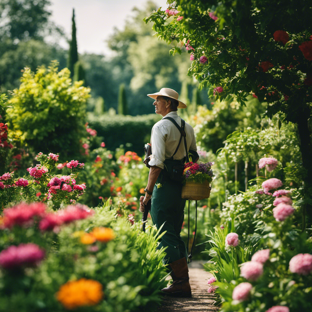 An image capturing a lush garden, blooming with vibrant flowers and thriving vegetables