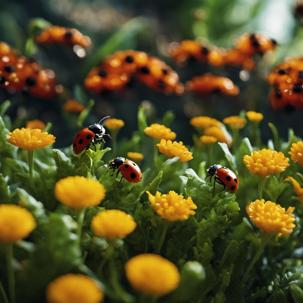 An image showcasing an edible garden surrounded by a protective barrier of organic pest repellents