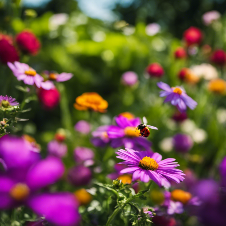 An image showcasing a lush garden filled with vibrant flowers and thriving vegetables