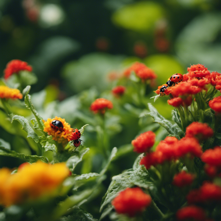 An image showcasing a lush garden with vibrant flowers and thriving vegetables