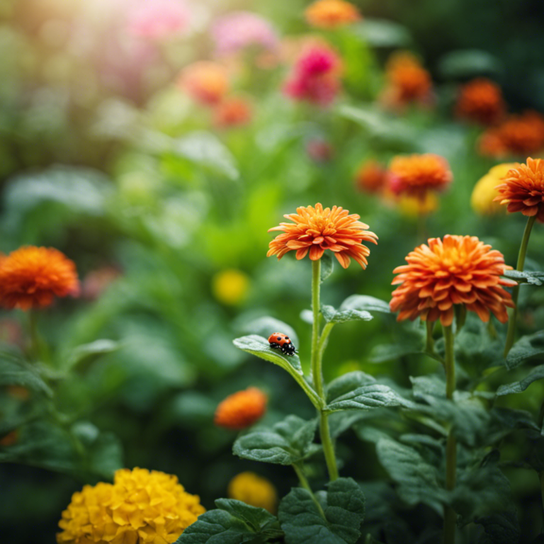 An image showcasing a lush, vibrant garden, teeming with colorful flowers and healthy plants