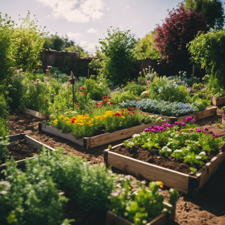 An image showcasing a barren, overgrown backyard gradually being transformed into a thriving organic garden