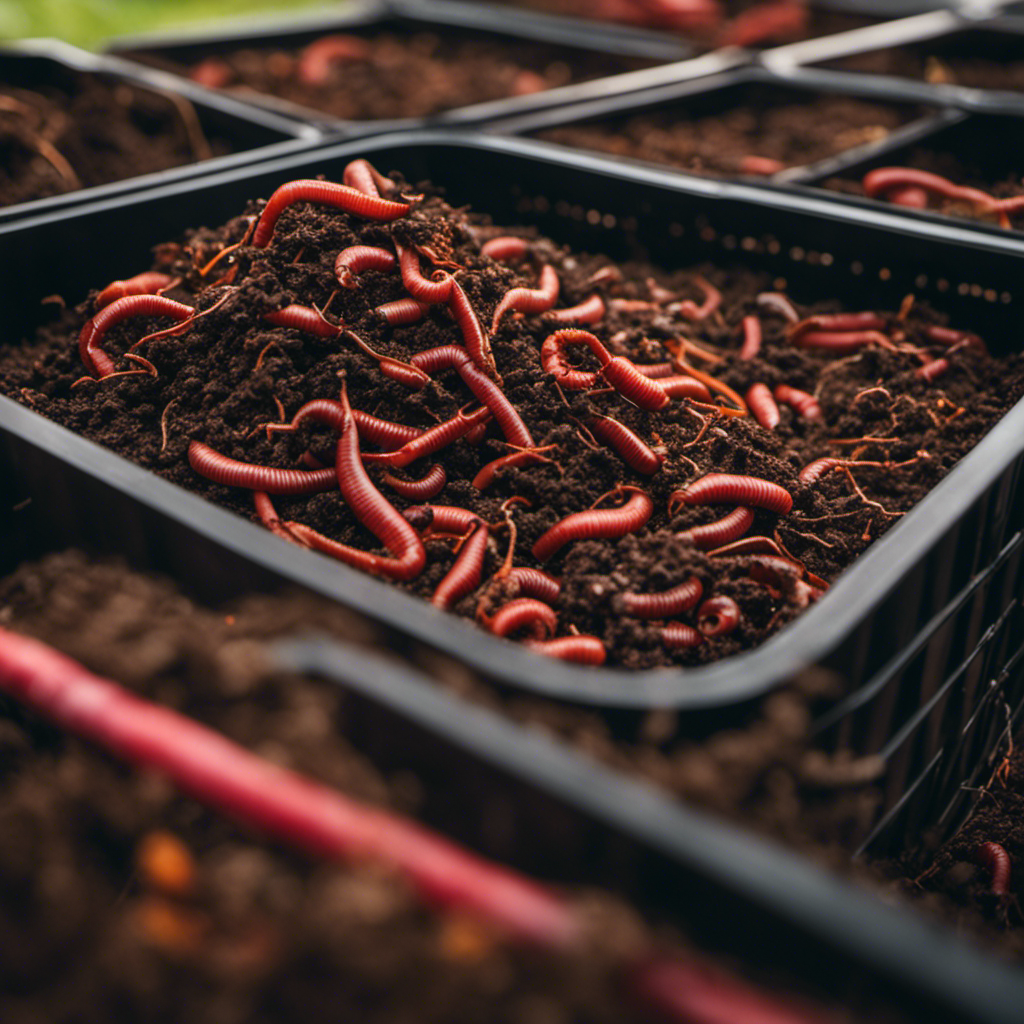 An image showcasing the intricate process of vermicomposting on an organic farm