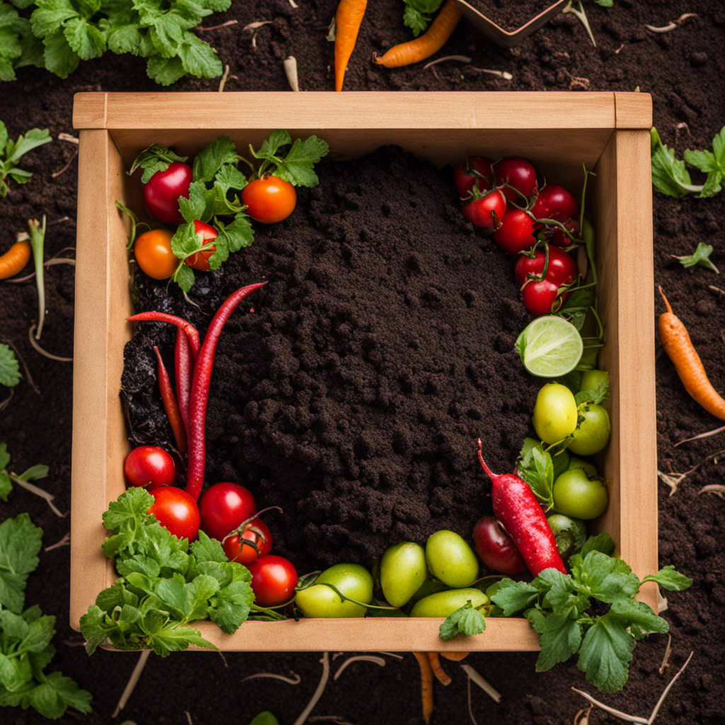 An image showcasing a simple vermiculture setup: a spacious wooden bin filled with rich, dark compost teeming with red wriggler worms