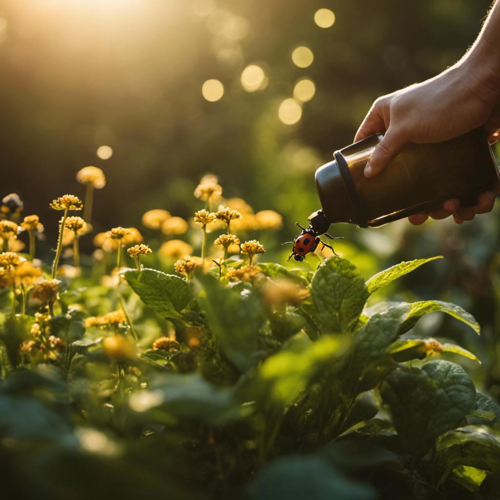 An image showcasing a vibrant, lush herb garden bathed in golden sunlight