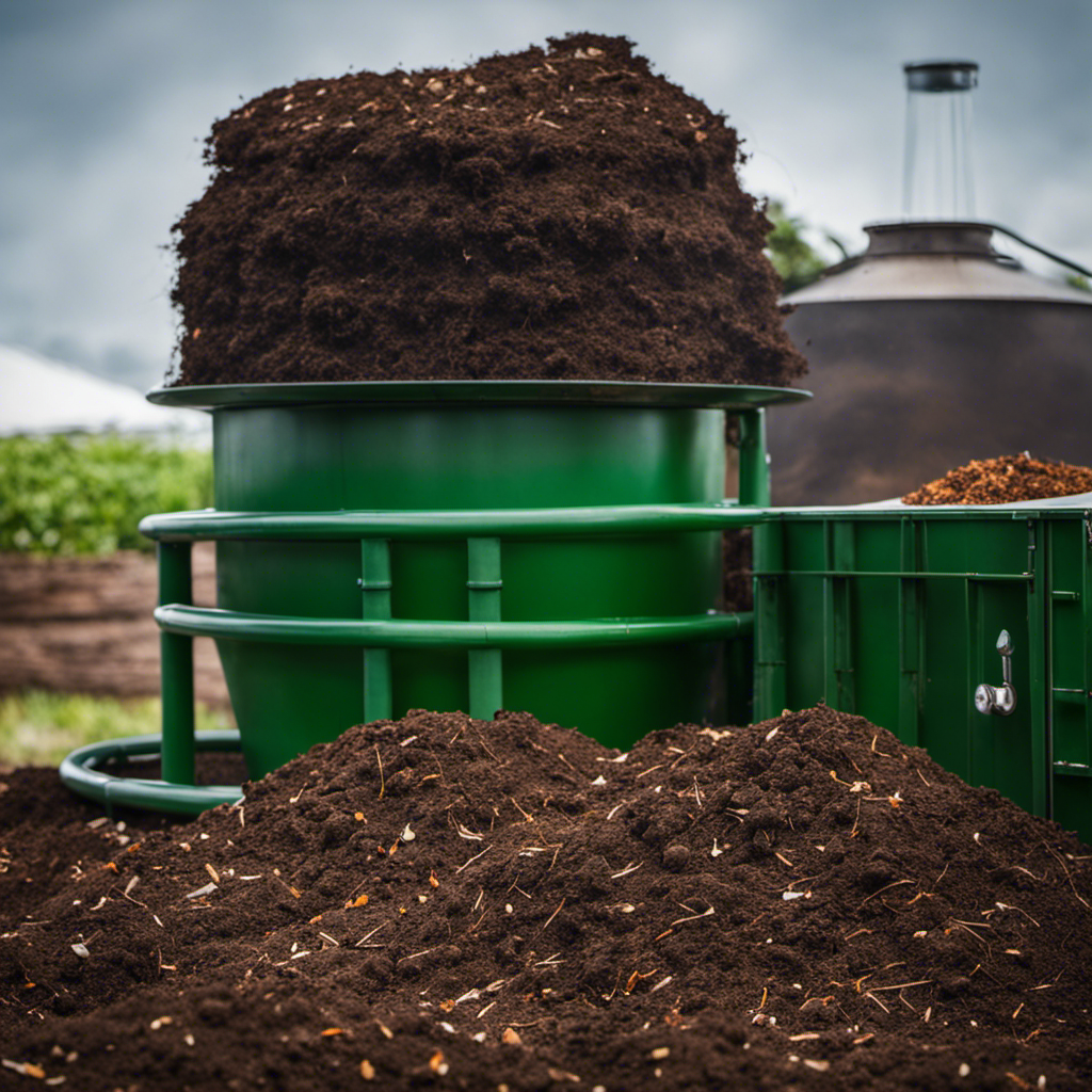 An image showcasing an aerated static pile composting system in action