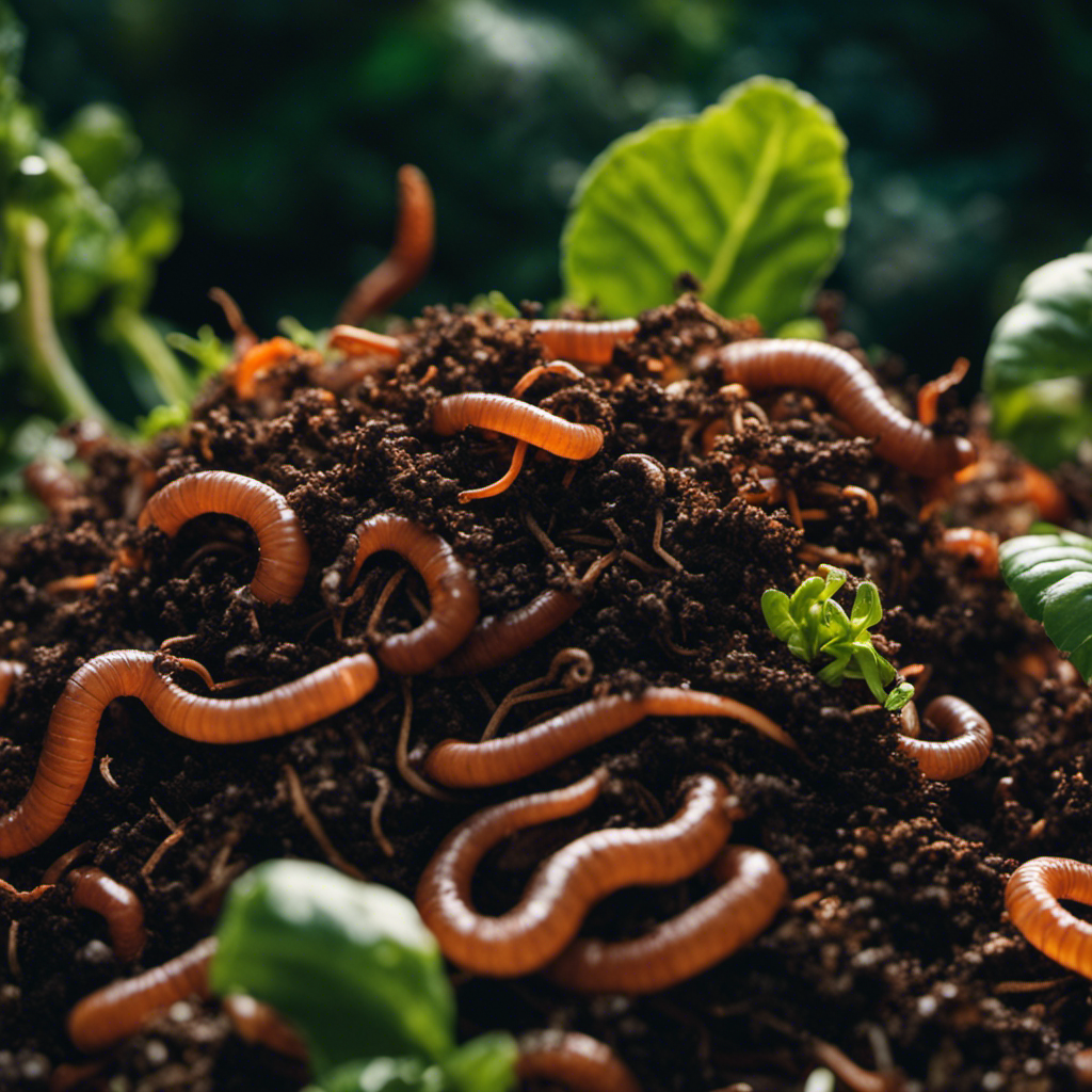 An image showcasing the intricate process of vermicomposting