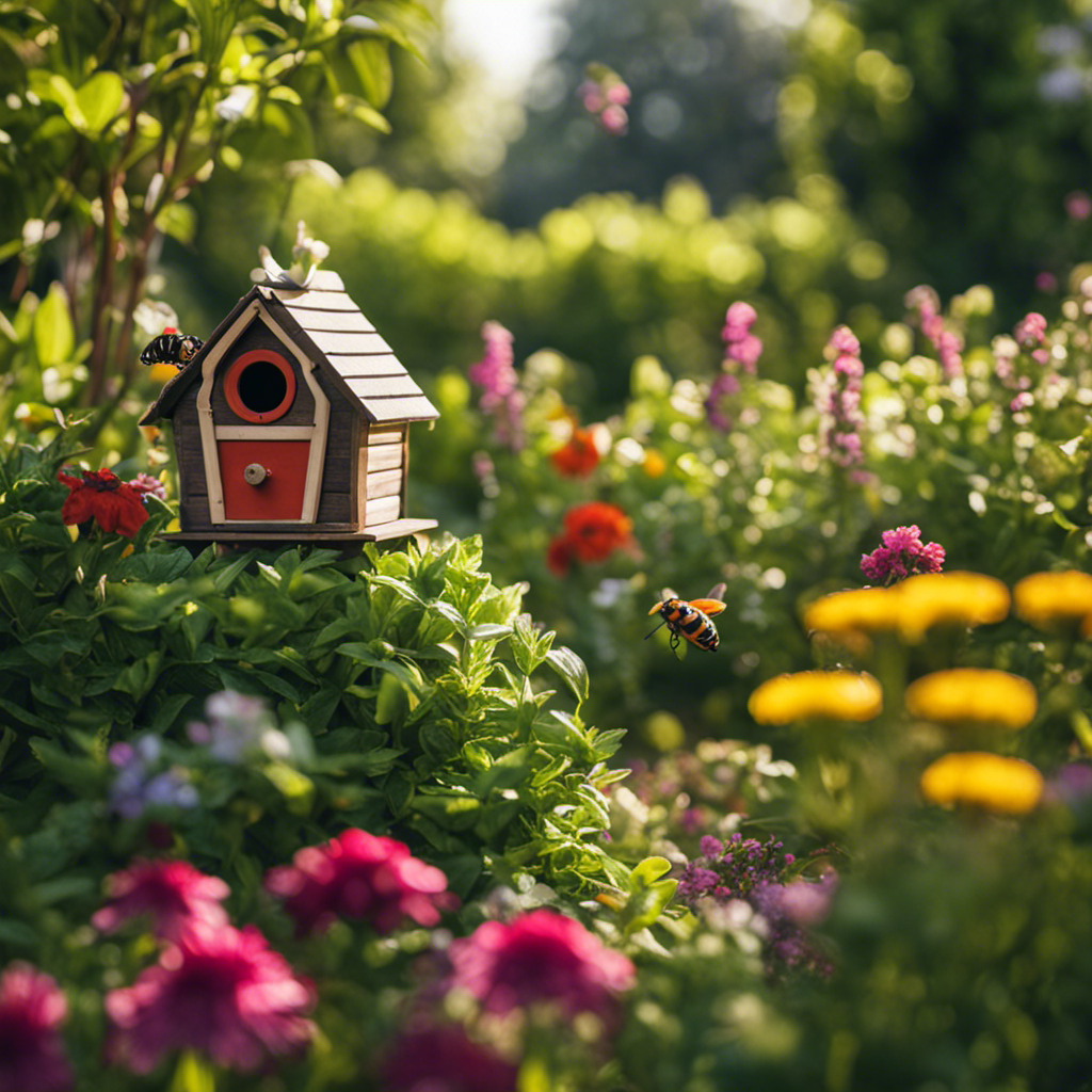 An image showcasing a lush garden protected by natural pest deterrents