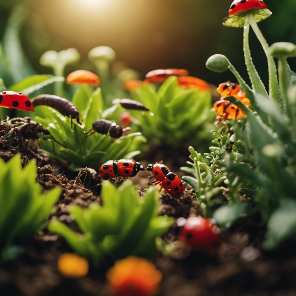 An image showcasing a flourishing garden bed, teeming with vibrant, pest-resistant plants