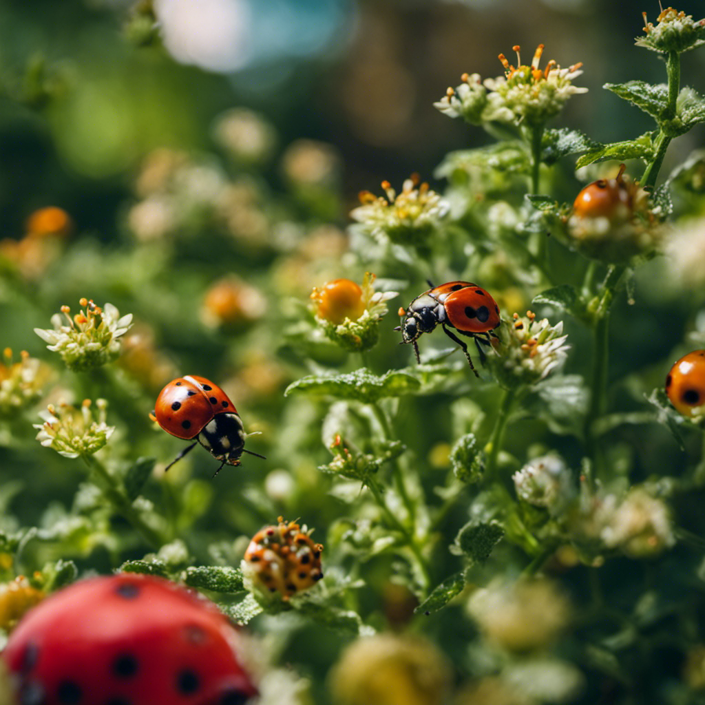 An image showcasing a lush edible garden teeming with vibrant, healthy plants