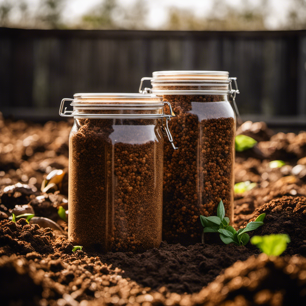 An image showcasing the step-by-step process of Bokashi composting: airtight containers filled with food waste, Bokashi bran sprinkled on top, and the final product - nutrient-rich soil - being used in organic farming