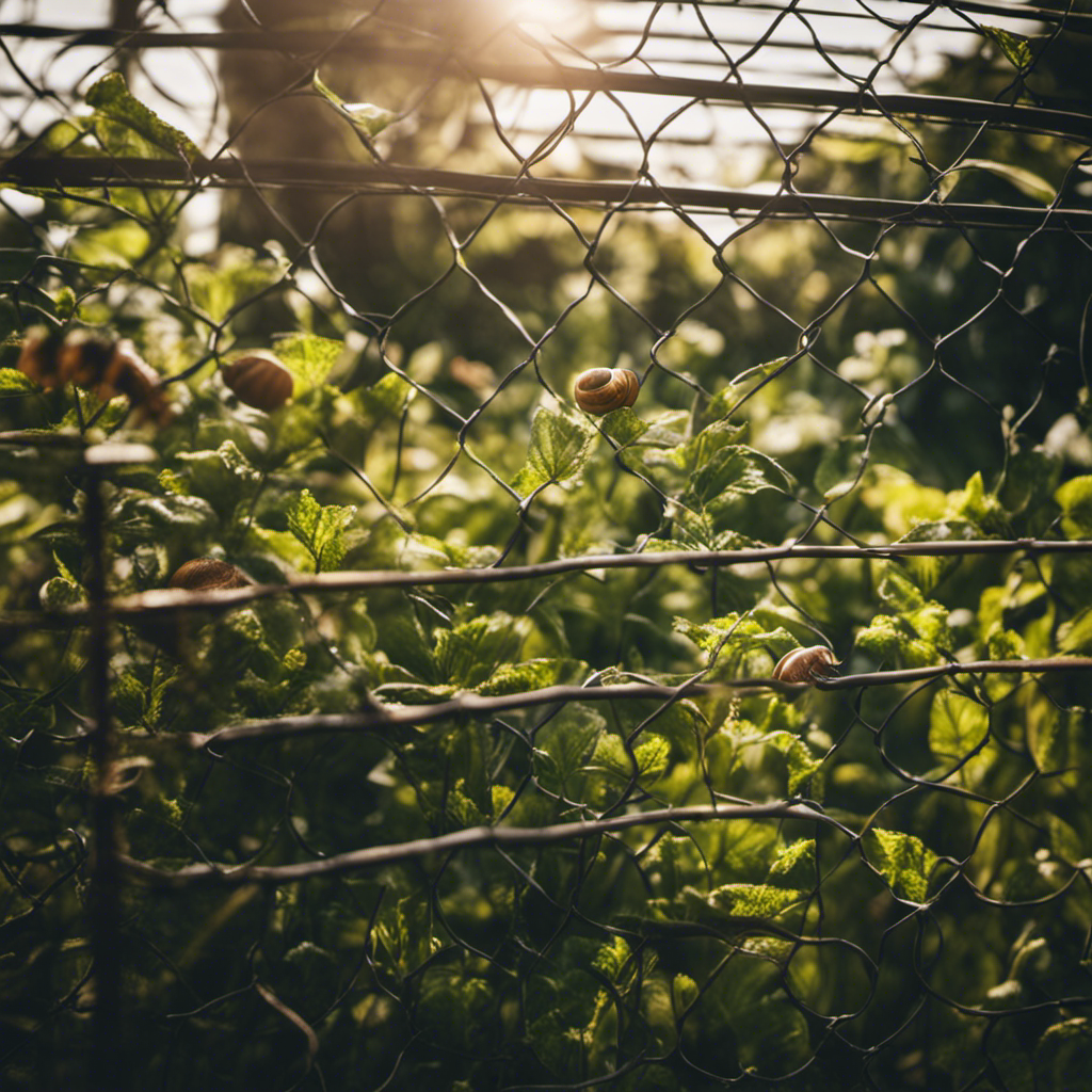 An image of a lush home garden surrounded by a sturdy, transparent mesh fence