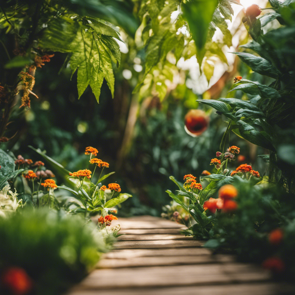 An image showcasing a lush garden bursting with vibrant, pest-free plants