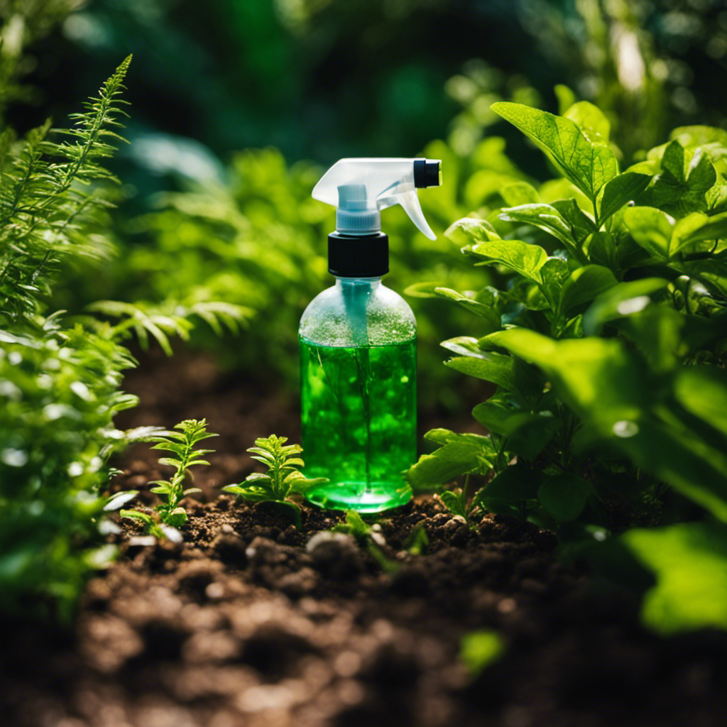 An image depicting a lush garden scene with vibrant green plants, infested with common garden pests