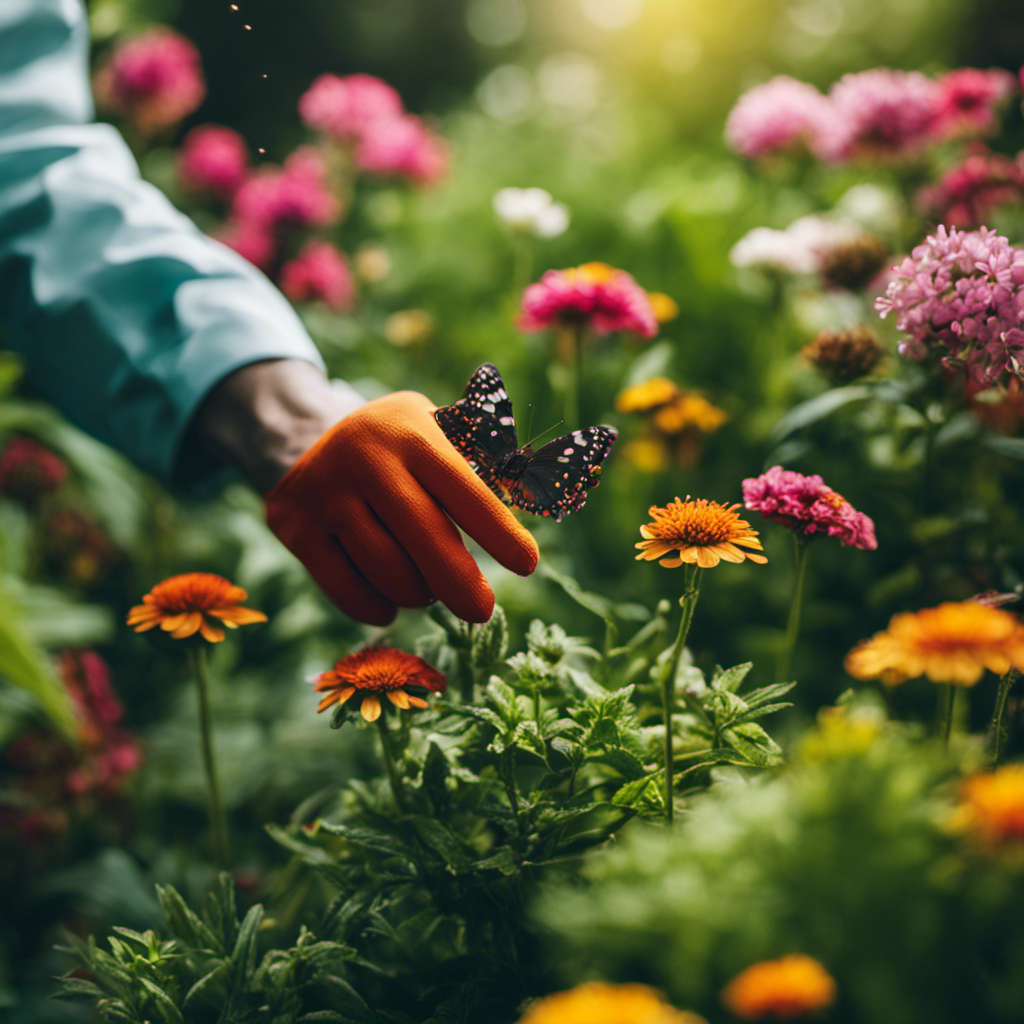 An image showcasing a lush garden with vibrant, pest-free plants