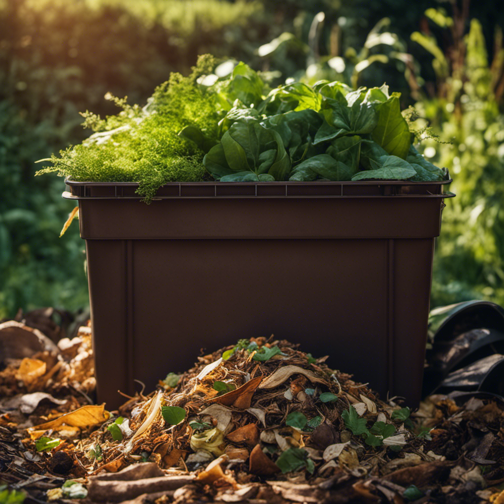 An image featuring a diverse mix of green and brown organic materials, meticulously layered in a compost bin