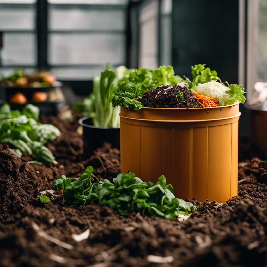 An image showcasing an in-vessel composting system for organic veggies