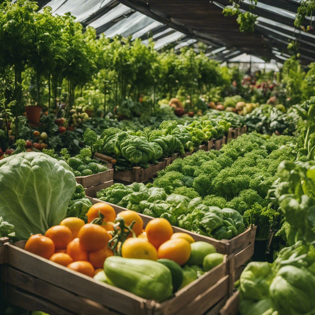 An image showcasing a lush vegetable garden thriving in harmony with its surroundings