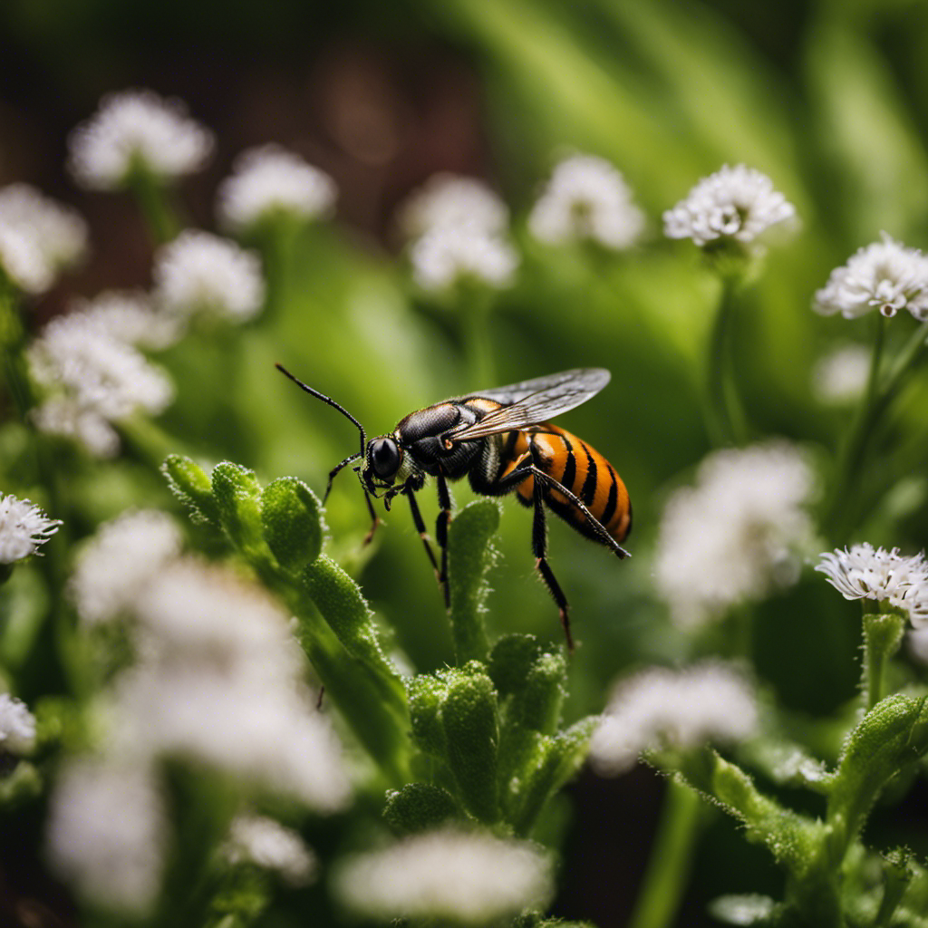  Create an image showcasing the contrasting methods of natural pest control and chemical warfare in the garden