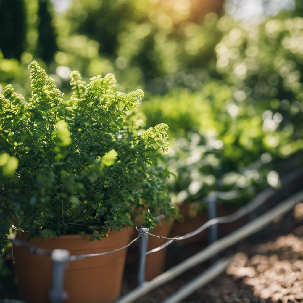 An image that showcases an eco-friendly garden with strategically placed physical barriers, such as netting, fences, and plant collars, effectively protecting plants from pests