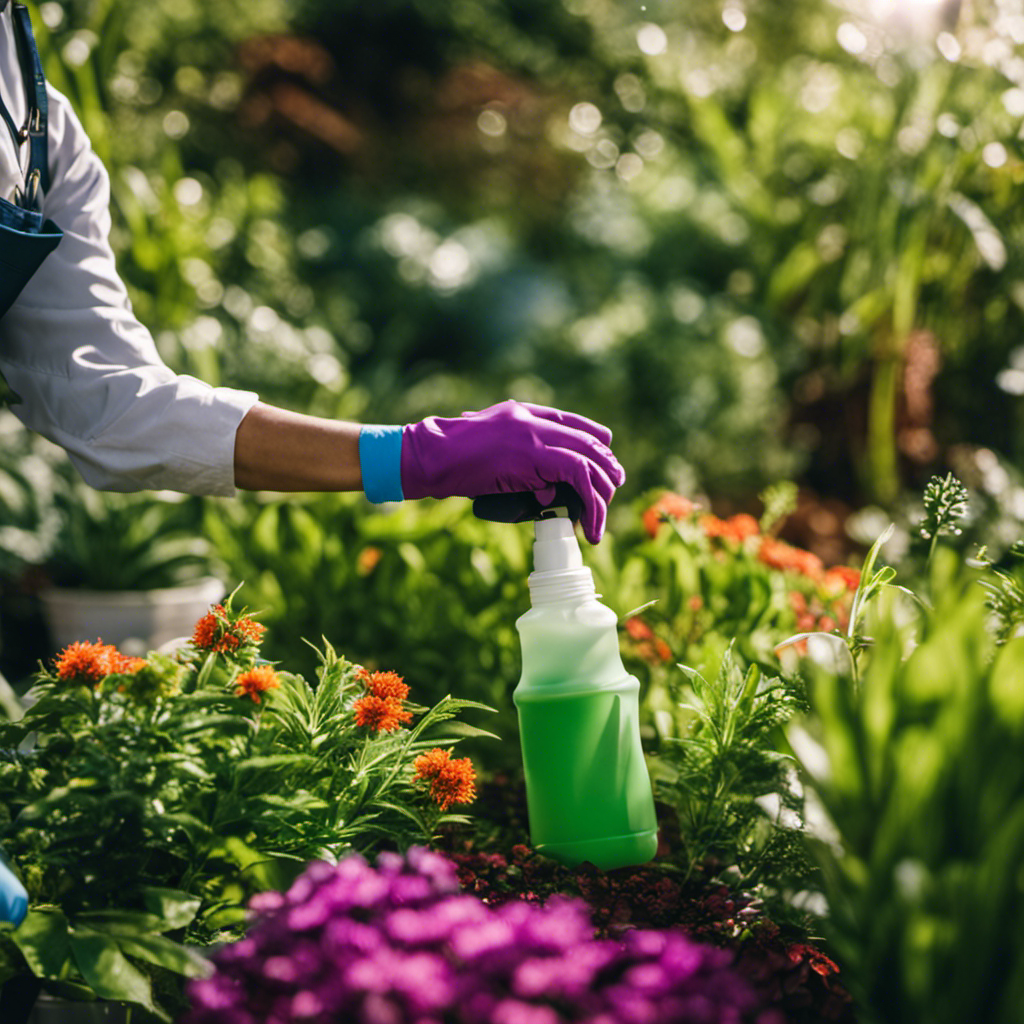 An image showcasing a lush garden with vibrant organic sprays