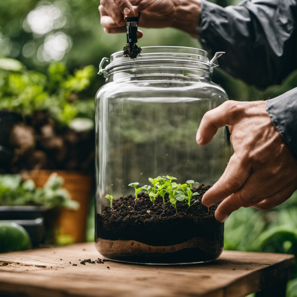 An image of a gardener brewing compost tea using a handpicked system