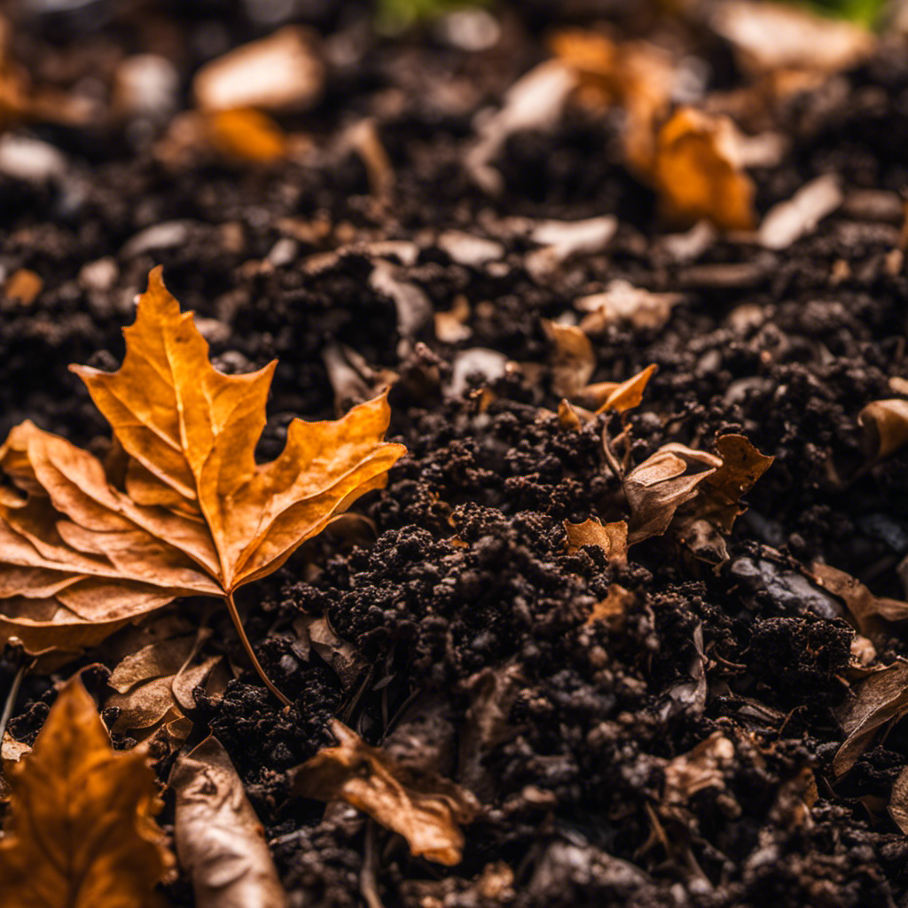 An image capturing a compost pile with a perfect balance of carbon-rich materials (such as dry leaves) and nitrogen-rich materials (like vegetable scraps), forming distinct layers, demonstrating the ideal carbon and nitrogen ratios for efficient decomposition