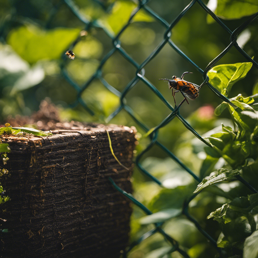 An image capturing the essence of physical barriers and traps in natural pest control: a lush, thriving garden surrounded by sturdy fences, wire mesh, and strategically placed traps, showcasing harmony between nature and protection