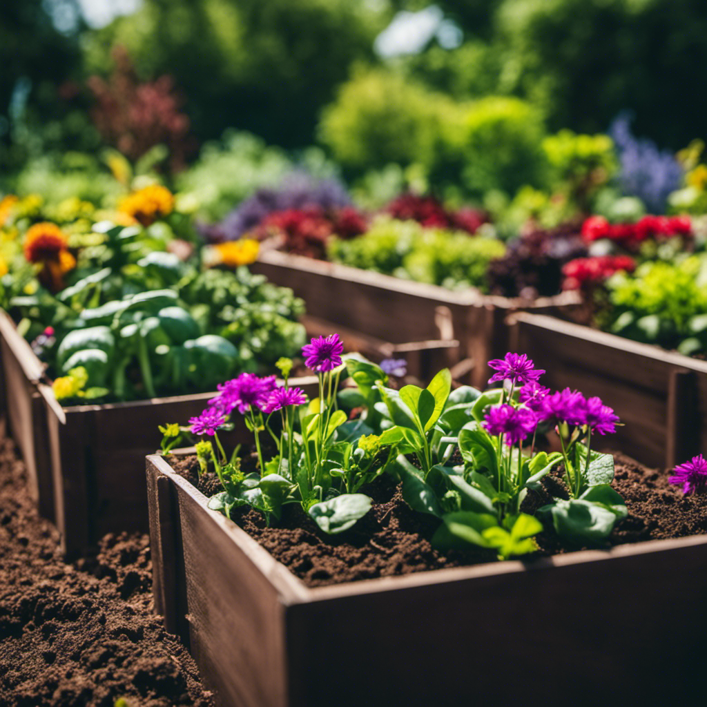 An image showcasing a lush, vibrant garden bed brimming with healthy plants, surrounded by a diverse selection of organic soil amendments such as compost, mulch, and aged manure, highlighting their crucial role in pest prevention