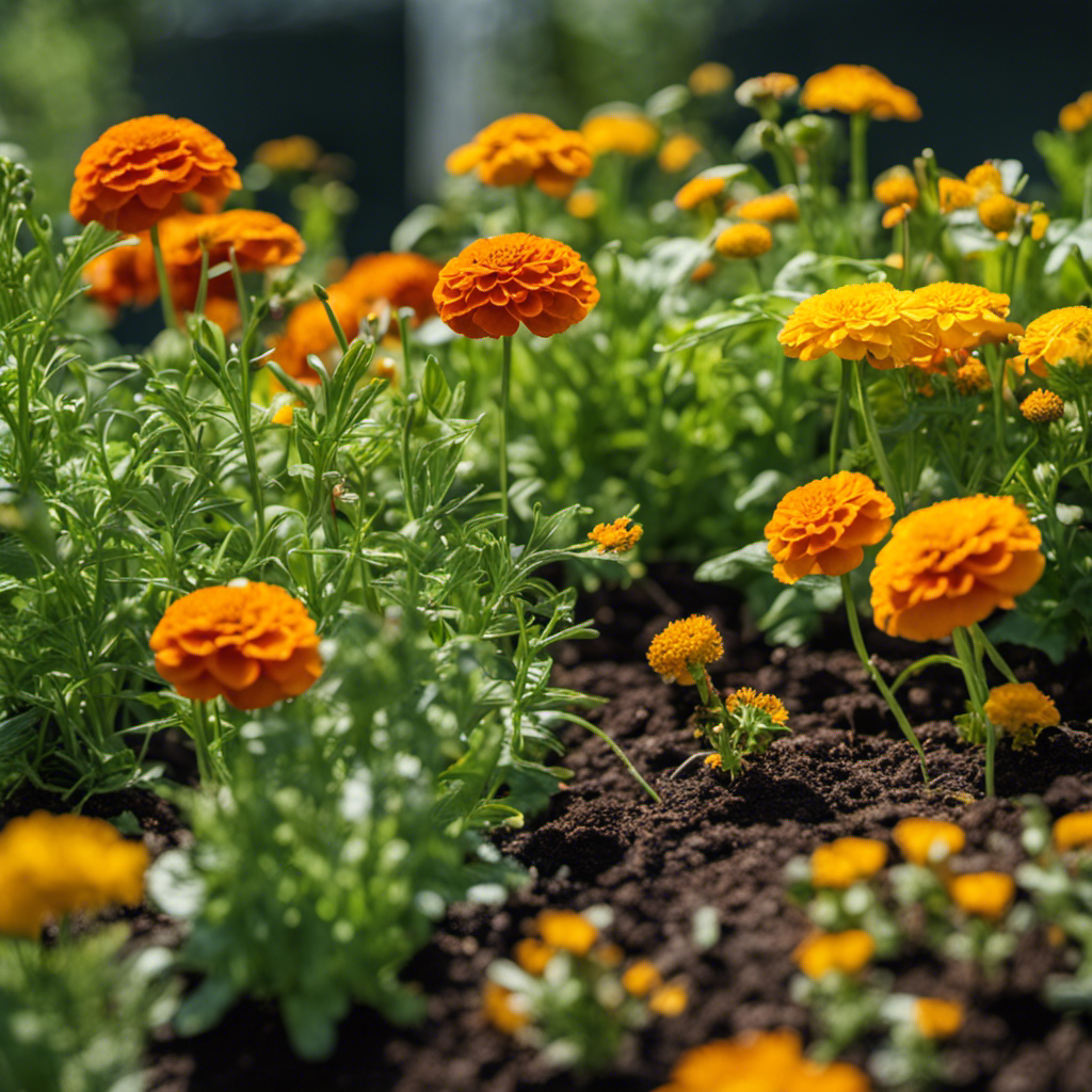 An image showcasing companion planting for organic pest control in a herb garden