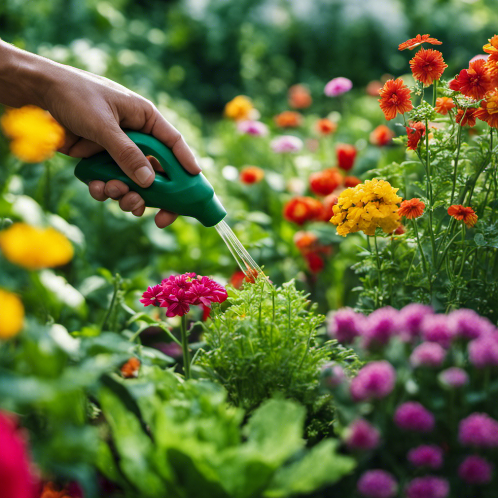 Ate a lush, thriving garden with vibrantly colored flowers and healthy vegetables, untouched by pests