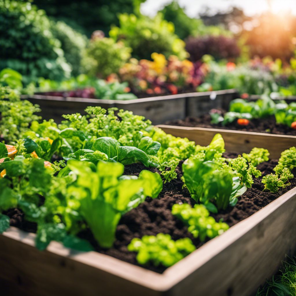 An image showcasing a lush vegetable garden thriving with vibrant, nutrient-rich plants