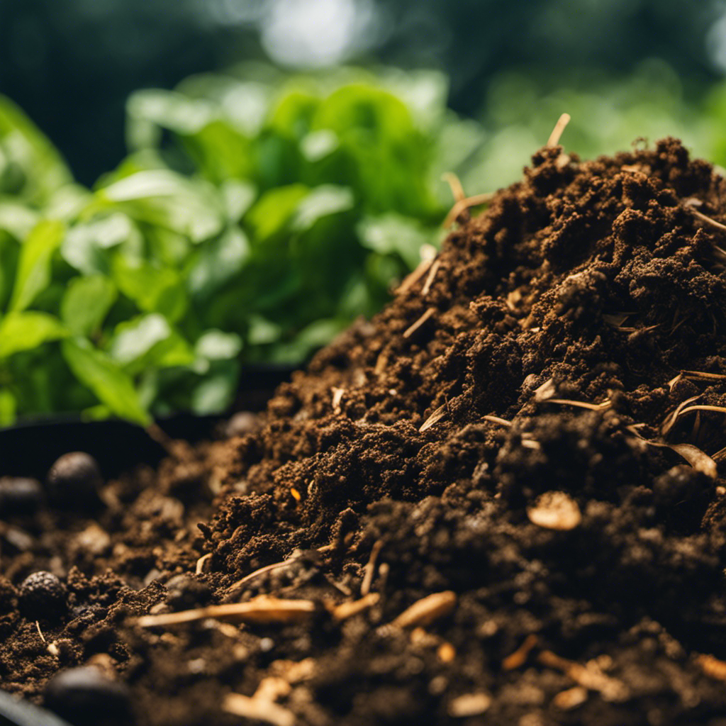 An image showcasing the process of hot composting, depicting a steaming pile of organic matter layered with straw and manure, surrounded by a temperature gauge showing high heat, and vibrant green plants thriving nearby