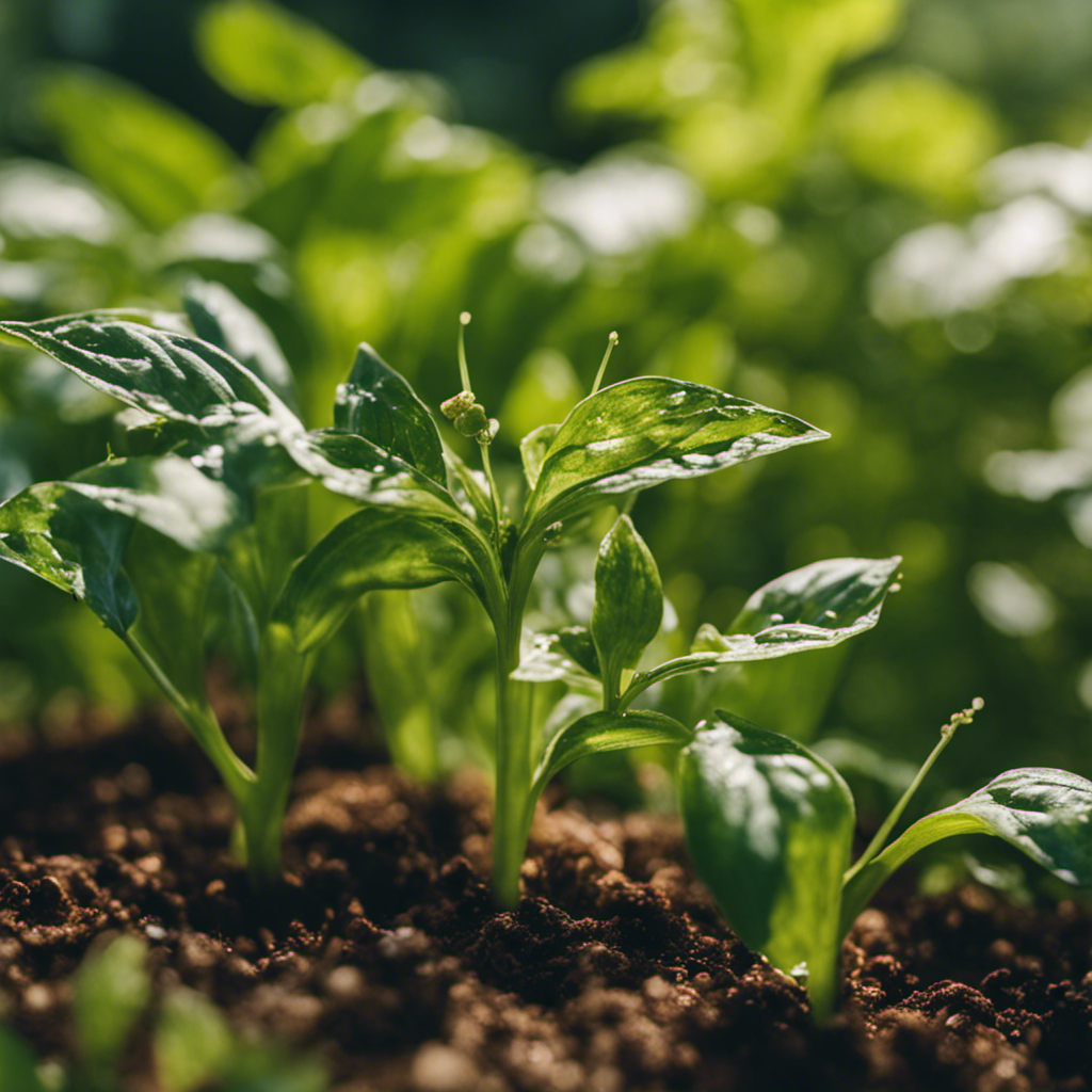 An image showcasing an organic garden with a variety of homemade pest control recipes