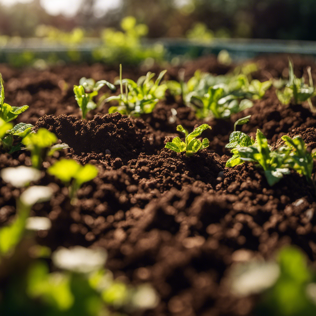 An image illustrating a diverse garden bed with healthy, nutrient-rich soil